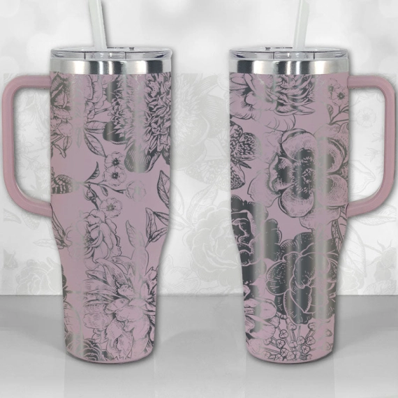 Peonies and Roses Floral Pattern  30oz or 40oz Tumbler with Handle, Best Gifts NVA