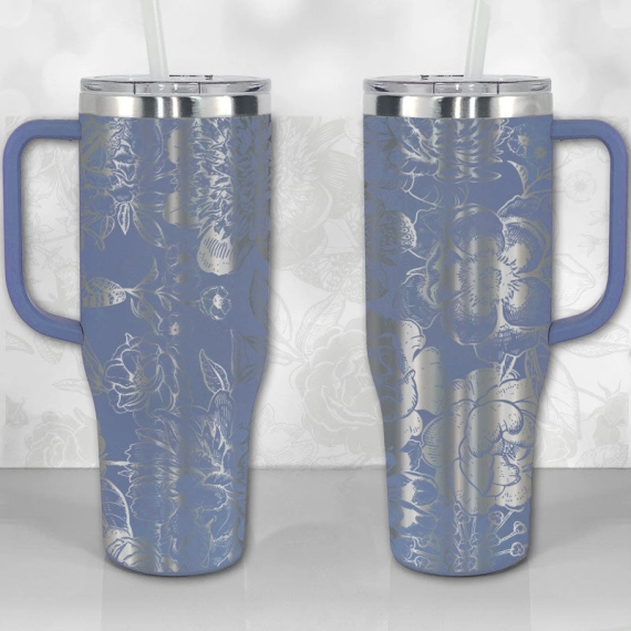 Peonies and Roses Floral Pattern  30oz or 40oz Tumbler with Handle, Best Gifts NVA