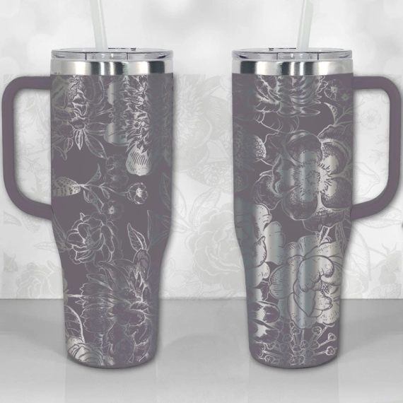 Peonies and Roses Floral Pattern  30oz or 40oz Tumbler with Handle, Best Gifts NVA