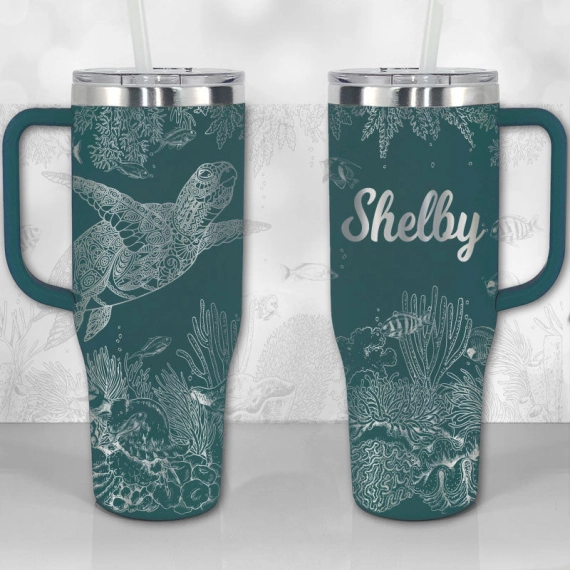 Sea Turtle Reef Motivational Quote or Name Personalized  30oz or 40oz Tumbler with Handle, Best Gifts NVA