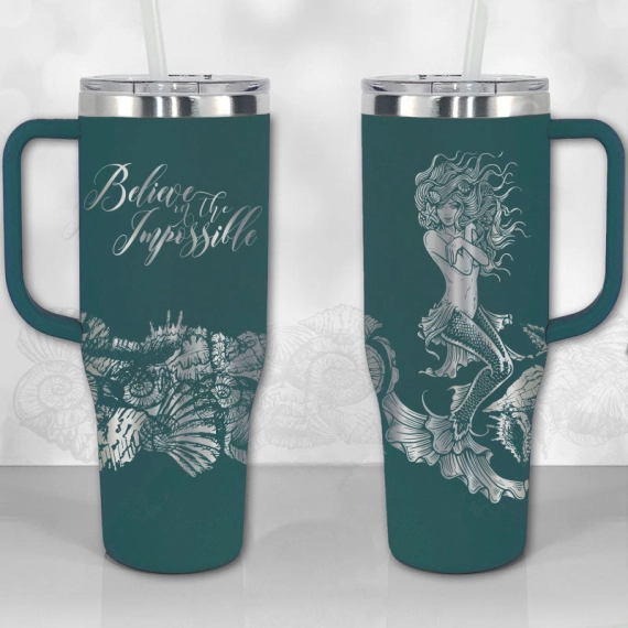 Beautiful Mermaid Motivational Quote Personalized  30oz or 40oz Tumbler with Handle, Best Gifts NVA