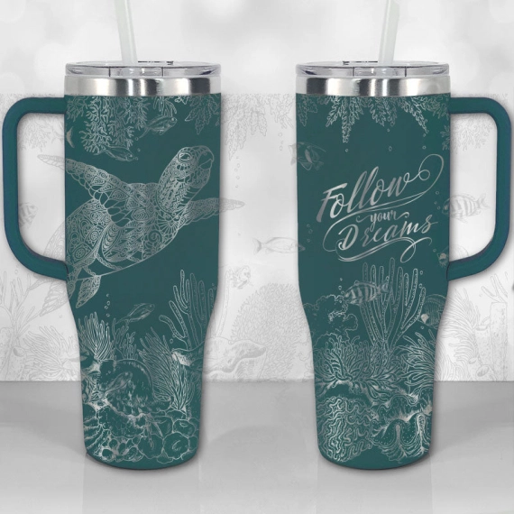 Sea Turtle Reef Motivational Quote or Name Personalized  30oz or 40oz Tumbler with Handle, Best Gifts NVA