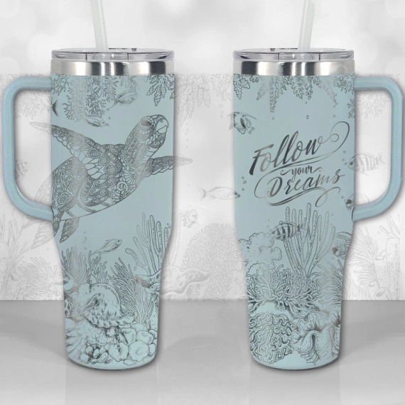 Sea Turtle Reef Motivational Quote or Name Personalized  30oz or 40oz Tumbler with Handle, Best Gifts NVA