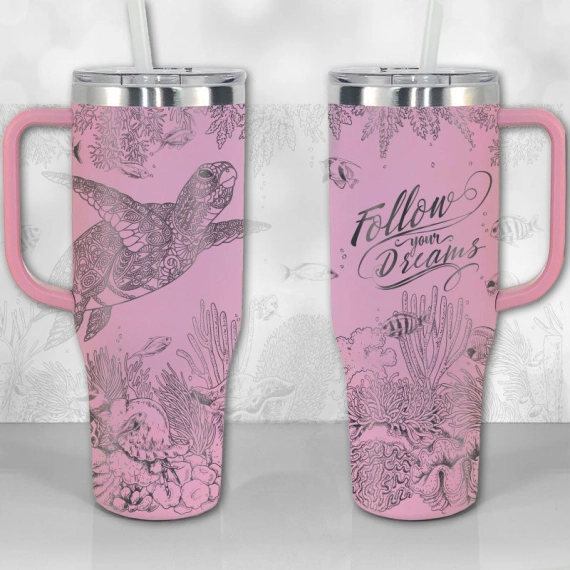 Sea Turtle Reef Motivational Quote or Name Personalized  30oz or 40oz Tumbler with Handle, Best Gifts NVA