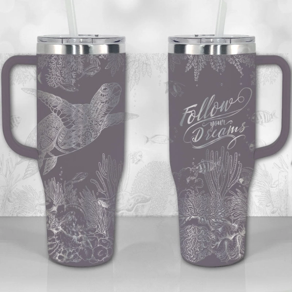 Sea Turtle Reef Motivational Quote or Name Personalized  30oz or 40oz Tumbler with Handle, Best Gifts NVA