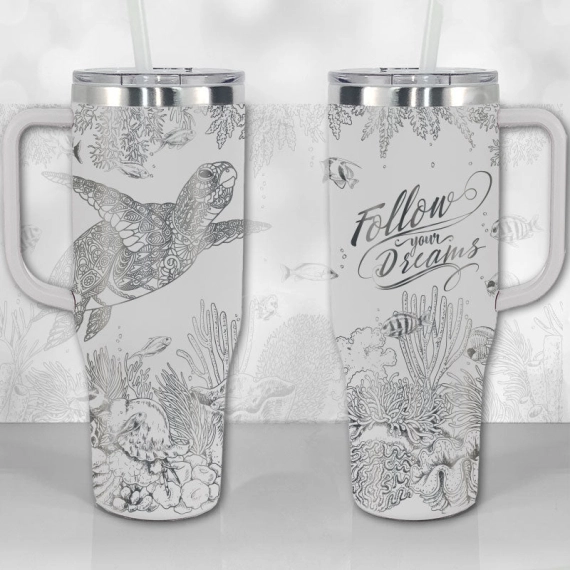 Sea Turtle Reef Motivational Quote or Name Personalized  30oz or 40oz Tumbler with Handle, Best Gifts NVA
