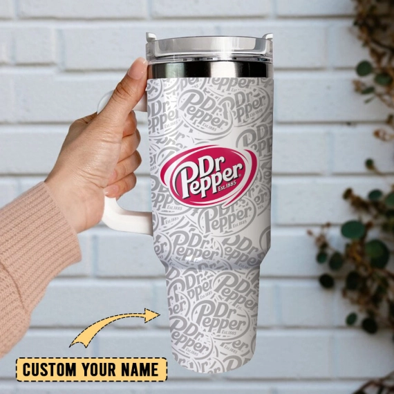 Dr Pepper Soft Drink Custom  Quencher 30oz or 40oz Stainless Steel Tumbler With Handle,  Best gifts for Friend Family NVA