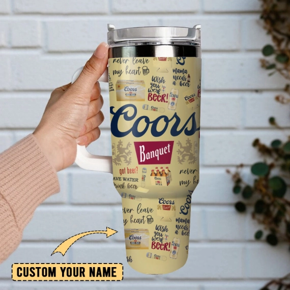 Coors Banquet Golden Beers Custom  Quencher 30oz or 40oz Stainless Steel Tumbler With Handle,  Best gifts for Friend Family NVA