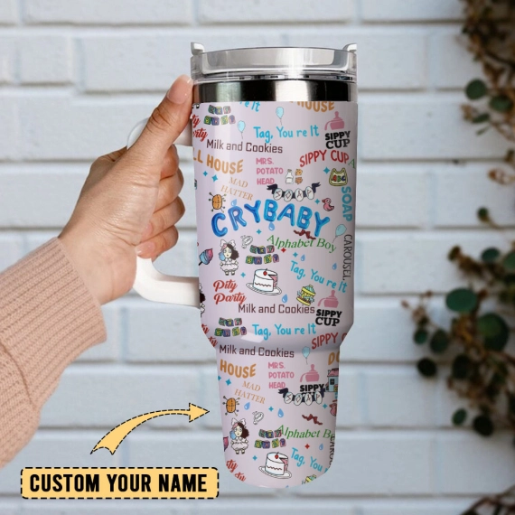 Pinky Crybaby Anime Custom  Quencher 30oz or 40oz Stainless Steel Tumbler With Handle,  Best gifts for Friend Family NVA