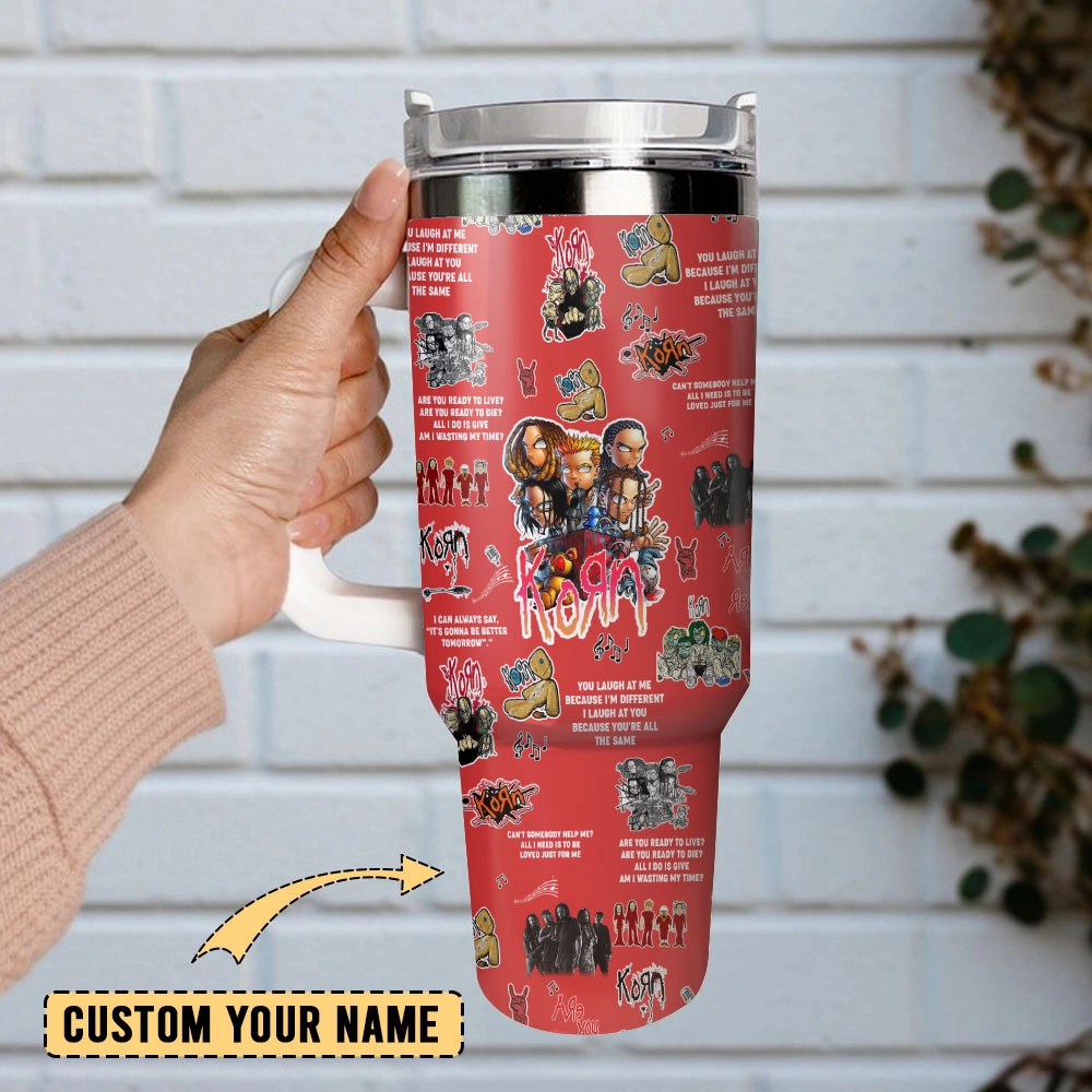 Korn Music Band Custom Quencher 30oz or 40oz Stainless Steel Tumbler With Handle, Best gifts for Friend Family NVA