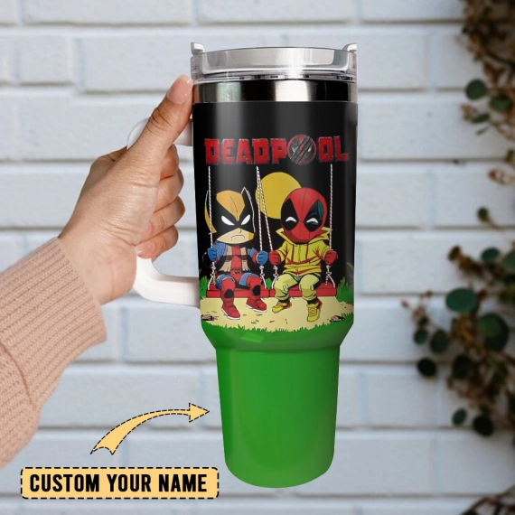 Deadpool Superhero Marvel Custom  Quencher 30oz or 40oz Stainless Steel Tumbler With Handle,  Best gifts for Friend Family NVA