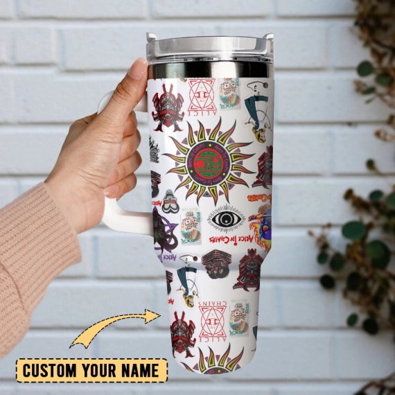 Alice In Chains Rock Band Custom 30oz or 40oz Quencher Stainless Steel Tumbler With Handle, Best Gift Idea NVA, Best Gift Idea NVA