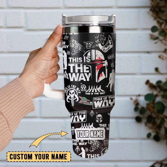 This Is The Way Mandalorian TV Series Custom 30oz or 40oz Quencher Stainless Steel Tumbler With Handle, Best Gift Idea NVA