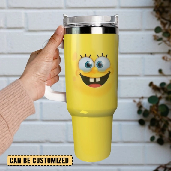 SpongeBob SquarePants Cartoon Custom Quencher 30oz Or 40oz Stainless Steel Tumbler With Handle HG