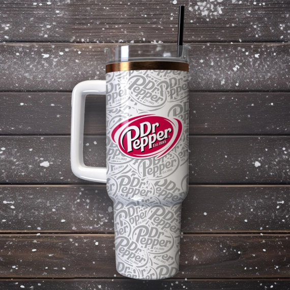 Dr Pepper Soft Drink Custom  Quencher 30oz or 40oz Stainless Steel Tumbler With Handle,  Best gifts for Friend Family NVA