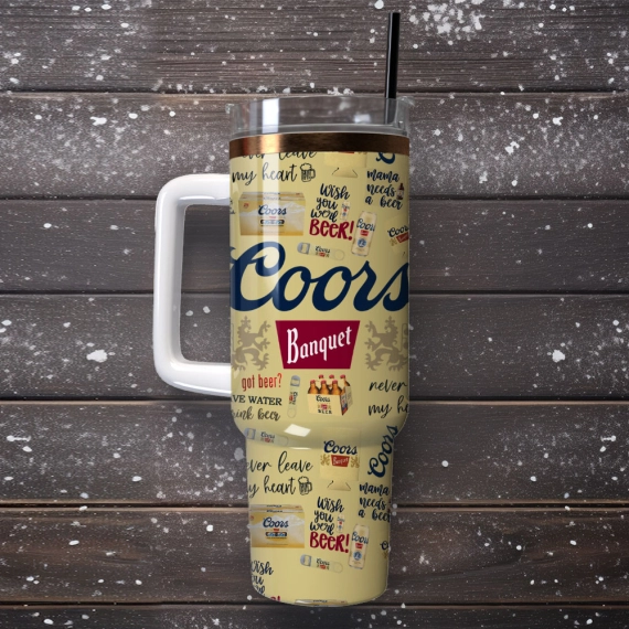 Coors Banquet Golden Beers Custom  Quencher 30oz or 40oz Stainless Steel Tumbler With Handle,  Best gifts for Friend Family NVA