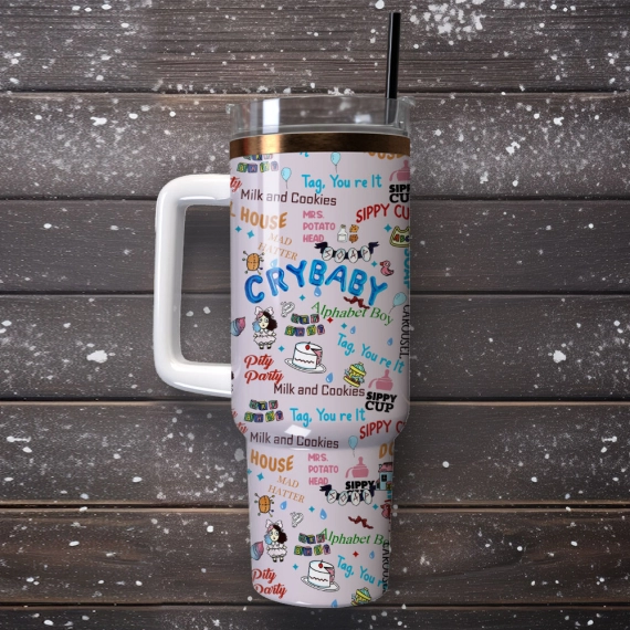 Pinky Crybaby Anime Custom  Quencher 30oz or 40oz Stainless Steel Tumbler With Handle,  Best gifts for Friend Family NVA