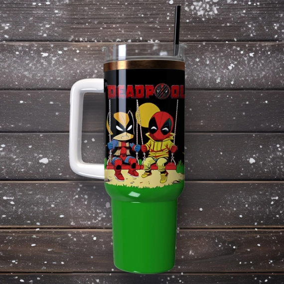 Deadpool Superhero Marvel Custom  Quencher 30oz or 40oz Stainless Steel Tumbler With Handle,  Best gifts for Friend Family NVA