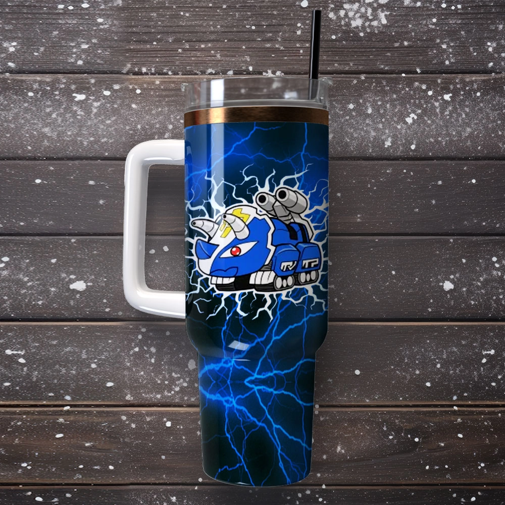 Blue Superman Power Rangers Film Custom 30oz or 40oz Quencher Stainless Steel Tumbler With Handle, Best Gift Idea NVA, Best Gift Idea NVA