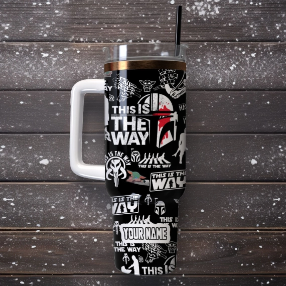 This Is The Way Mandalorian TV Series Custom 30oz or 40oz Quencher Stainless Steel Tumbler With Handle, Best Gift Idea NVA