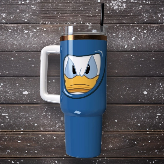 Donald Duck Disney Cartoon Custom  Quencher 30oz or 40oz Stainless Steel Tumbler With Handle, Best gist for Friend Family NVA
