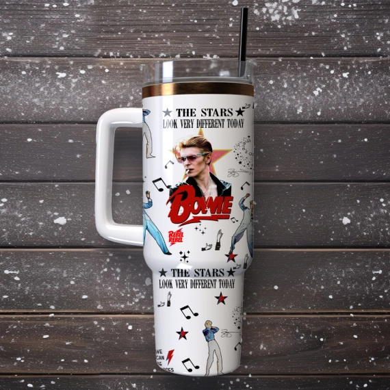 David Bowie Singer Actor Custom  Quencher 30oz or 40oz Stainless Steel Tumbler With Handle,  Best gifts for Friend Family NVA