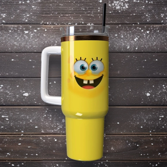SpongeBob SquarePants Cartoon Custom Quencher 30oz Or 40oz Stainless Steel Tumbler With Handle HG