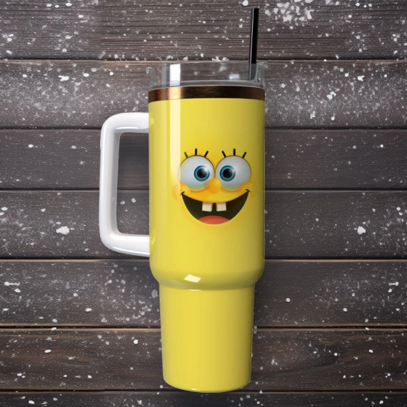 SpongeBob SquarePants Cartoon Custom Quencher 30oz Or 40oz Stainless Steel Tumbler With Handle HG