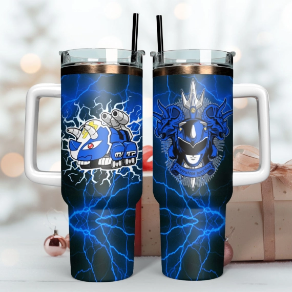 Blue Superman Power Rangers Film Custom   Quencher 30oz or 40oz Stainless Steel Tumbler With Handle HG