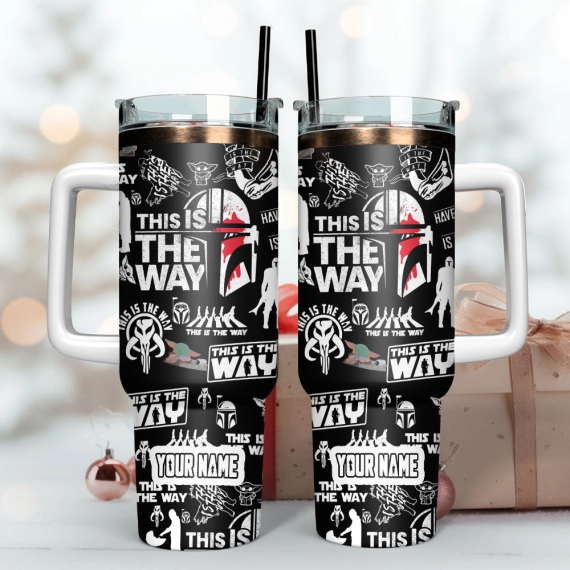 This Is The Way Mandalorian TV Series Custom 30oz or 40oz Quencher Stainless Steel Tumbler With Handle, Best Gift Idea NVA