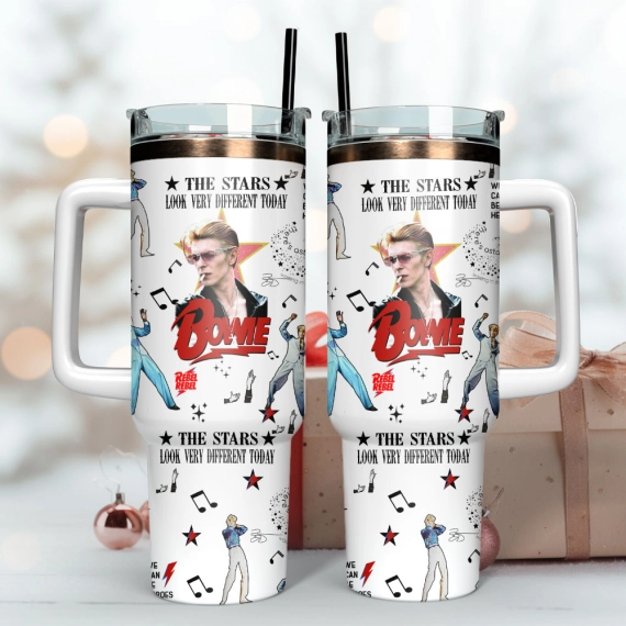 David Bowie Singer Actor Custom  Quencher 30oz or 40oz Stainless Steel Tumbler With Handle,  Best gifts for Friend Family NVA