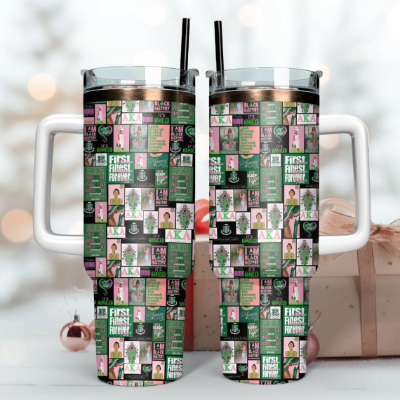 AKA First and Finest Custom  Quencher 30oz or 40oz Stainless Steel Tumbler With Handle,  Best gifts for Friend Family NVA