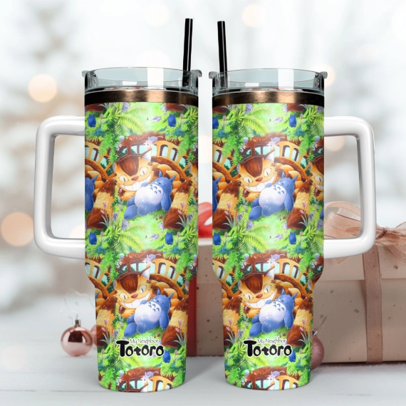 My Neighbor Totoro Anime Cartoon Custom Quencher 30oz Or 40oz Stainless Steel Tumbler With Handle HG
