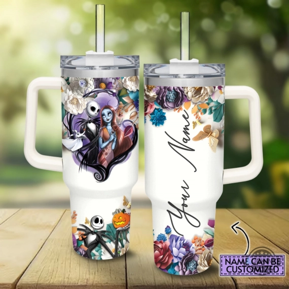 Halloween Gift Nightmare Before Christmas Tumbler 40 Oz Custom Name Jack Skellington  HG