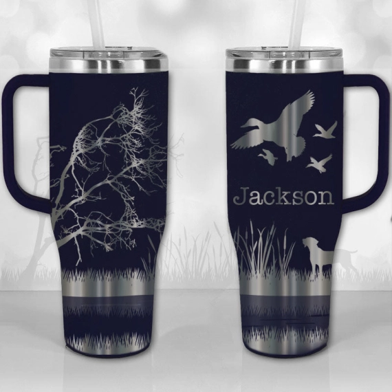 Best Duckin' Dad Duck Hunter Personalized  30oz or 40oz Tumbler with Handle, Best Gifts NVA