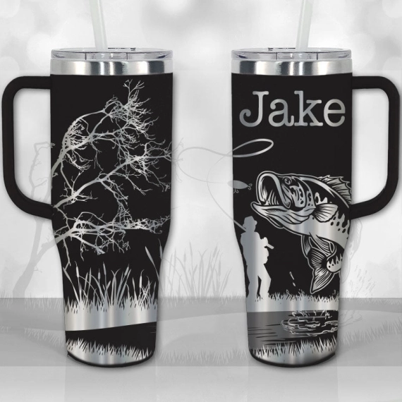 Kick Bass Dad Gift for Fisherman Fishing  30oz or 40oz Tumbler with Handle, Best Gifts NVA