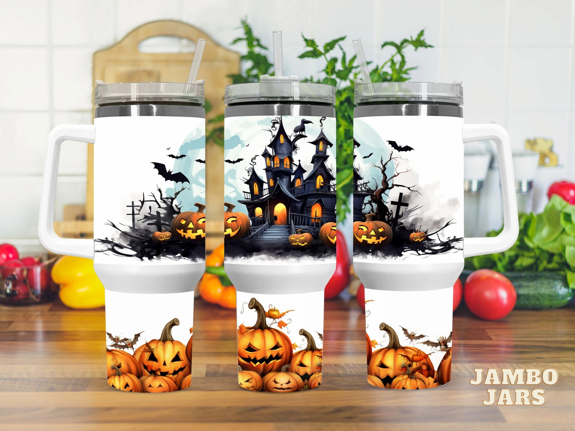 Halloween Haunted House 30oz or 40oz Quencher Tumbler LN