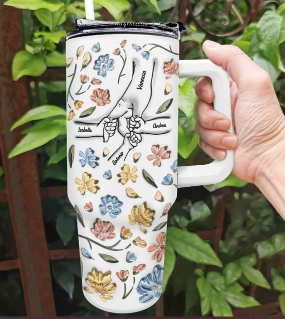 Custom Tittle And Kids Name Mother's Day Gift For Mom, Dad , Gramdma, Nana  30oz or 40oz Tumbler Tumbler With Handle HG
