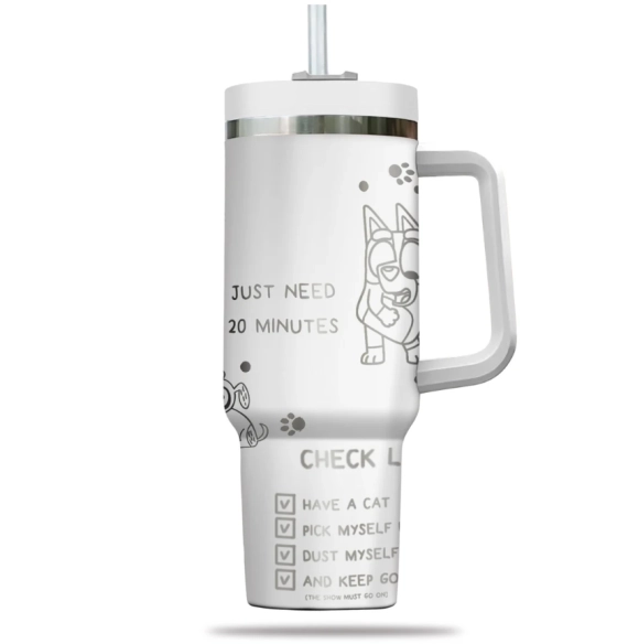 Bluey Heeler Dog 40oz Engraved Tumbler, Blue Dog Mum 40oz Tumbler HG