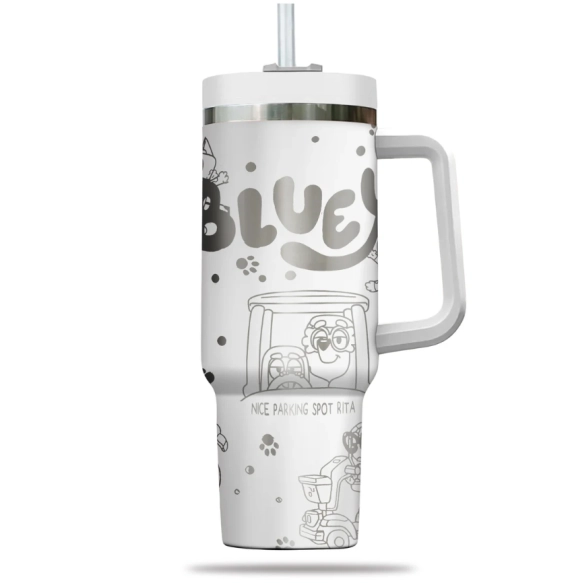 Bluey Heeler Dog 40oz Engraved Tumbler, Blue Dog Mum 40oz Tumbler HG