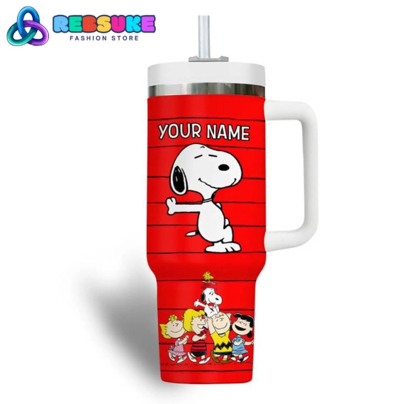 Snoopy Cartoon Custom Name Red  Quencher 30oz Or 40oz Stainless Steel Tumbler With Handle HG