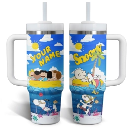 Snoopy Customized 30oz or 40 Oz Tumbler HG: Summer Vacation on the Beach