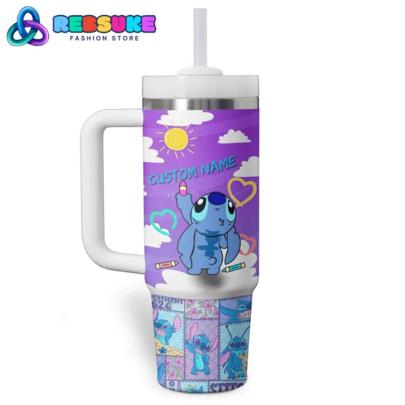 Stitch Funny Face Custom Name Quencher 30oz Or 40oz Stainless Steel Tumbler With Handle HG