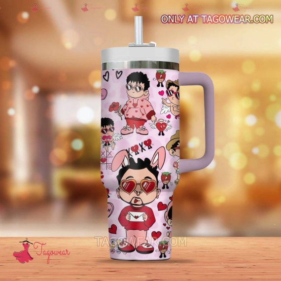 Bad Bunny Chibi Music Custom Quencher 30oz or 40oz Stainless Steel Tumbler HG With Handle