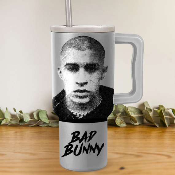 Bad Bunny Most Wanted Tour Music Custom Stanley Quencher 40oz Stainless Steel Tumbler HG With Handle