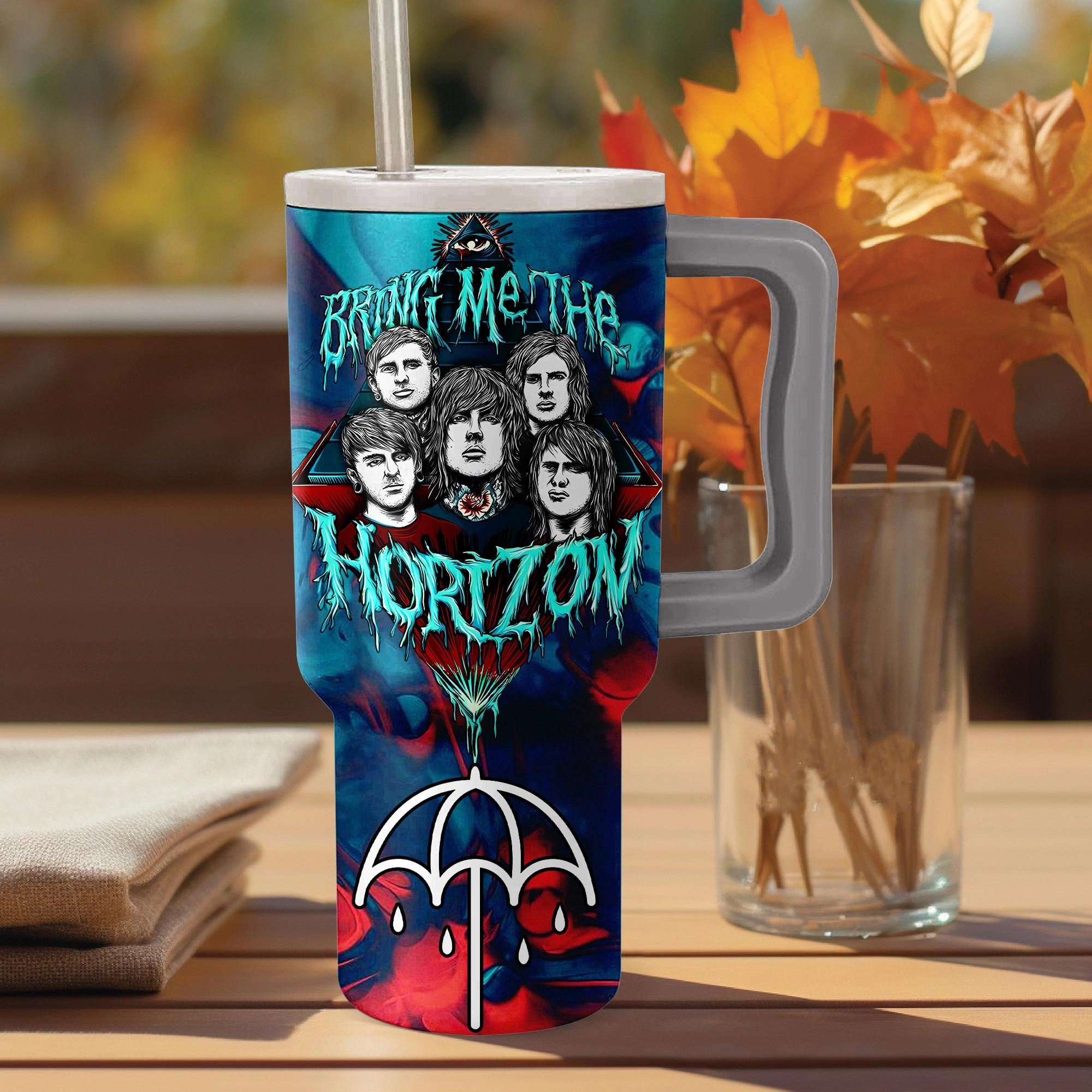 Bring Me The Horizon Music Custom Stanley Quencher 40oz Stainless Steel Tumbler HG With Handle