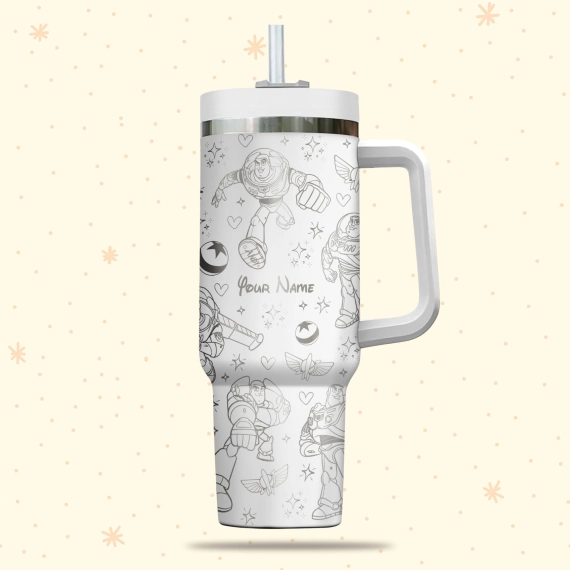 Buzz Lightyear Toy Story Disney Cartoon  30oz or 40oz Quencher Stainless Steel Tumbler With Handle, Best Gift Idea NVA