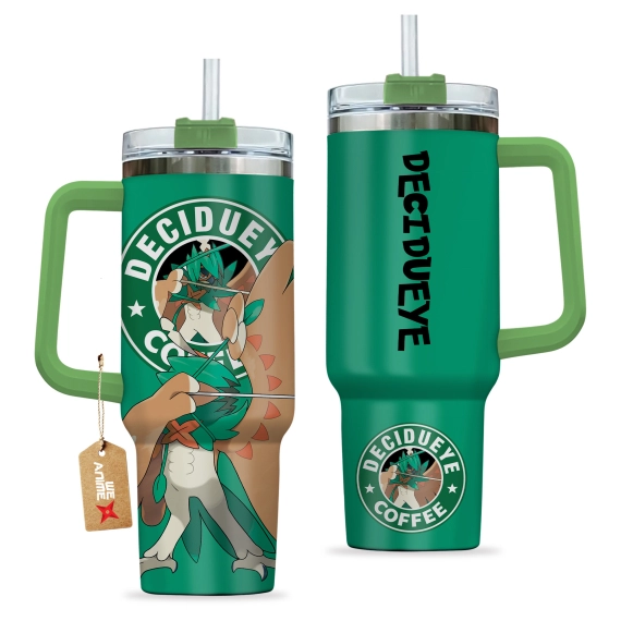 Decidueye Coffee Pokemon Anime Custom 30oz or 40oz Quencher Stainless Steel Tumbler With Handle, Best Gift Idea NVA
