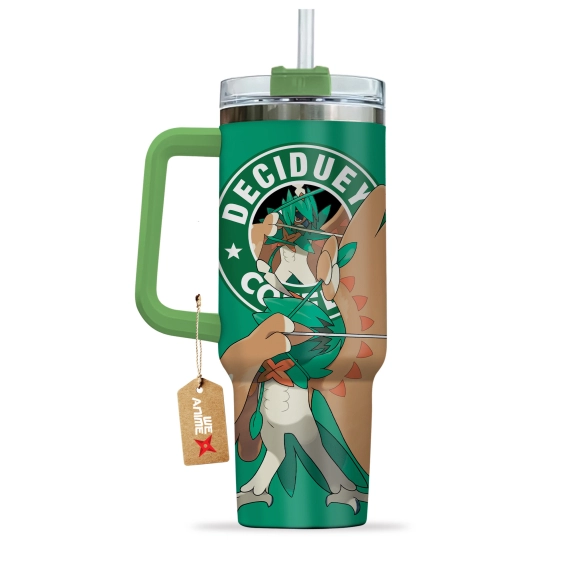 Decidueye Coffee Pokemon Anime Custom 30oz or 40oz Quencher Stainless Steel Tumbler With Handle, Best Gift Idea NVA