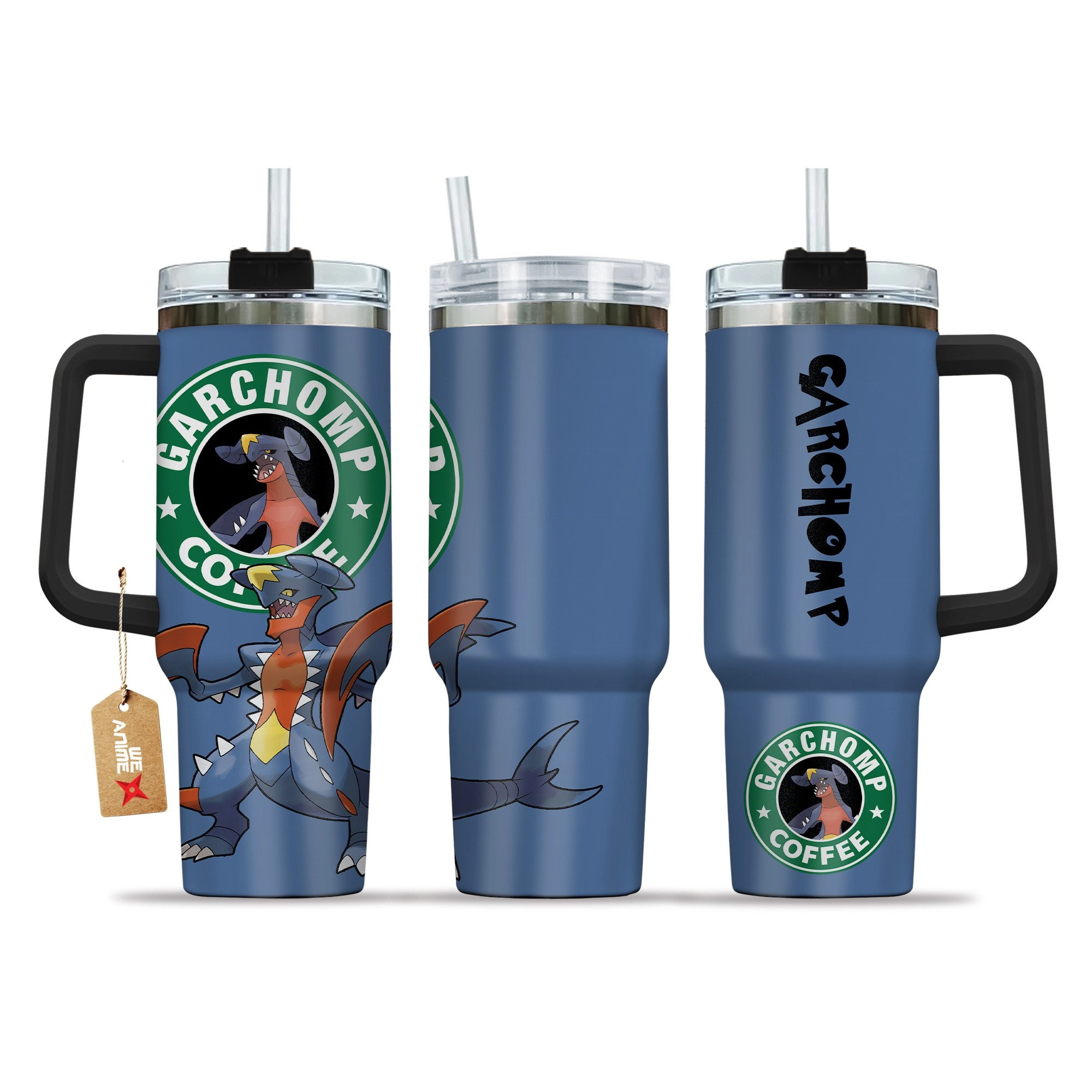 Garchomp Coffee Pokemon Anime Custom Quencher 30oz or 40oz Stainless Steel Tumbler With Handle HG